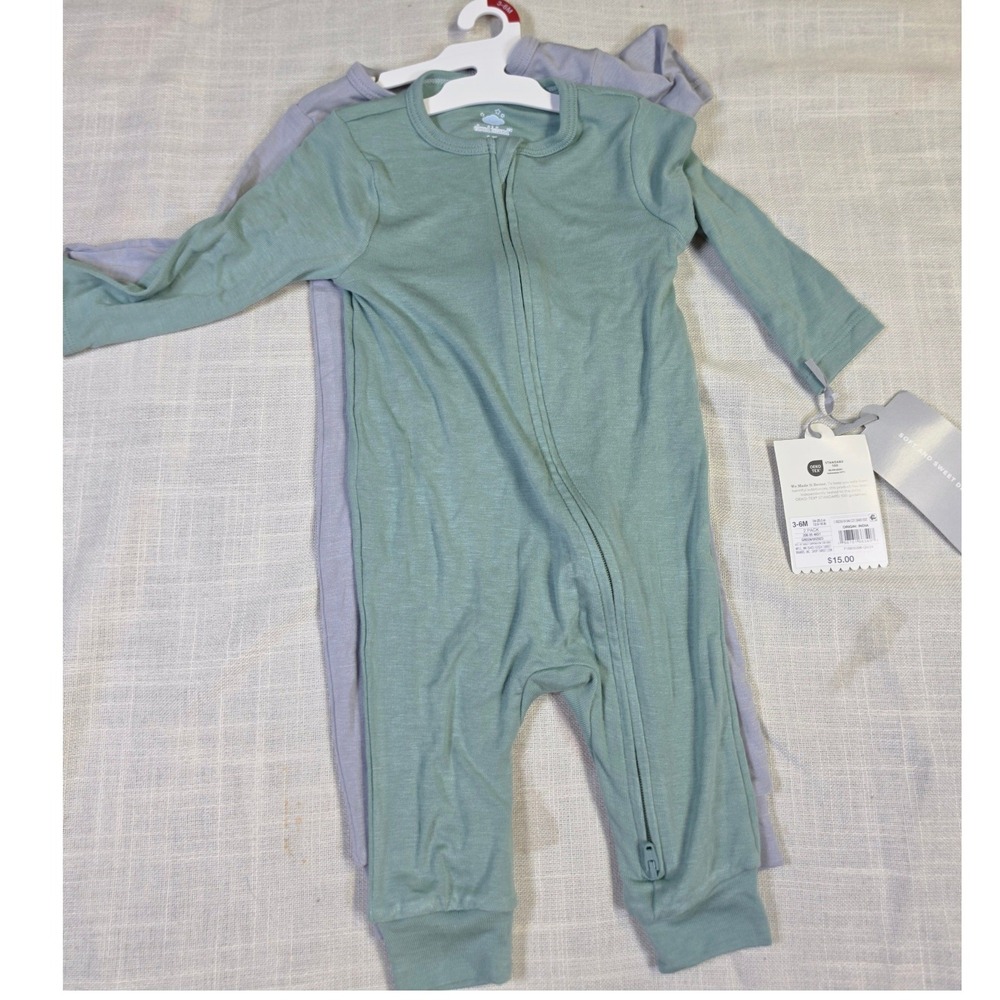 Cloud Island Baby 2-Pack Sleep N Play Zip Up Footless Sleepers Green Purple 3-6M